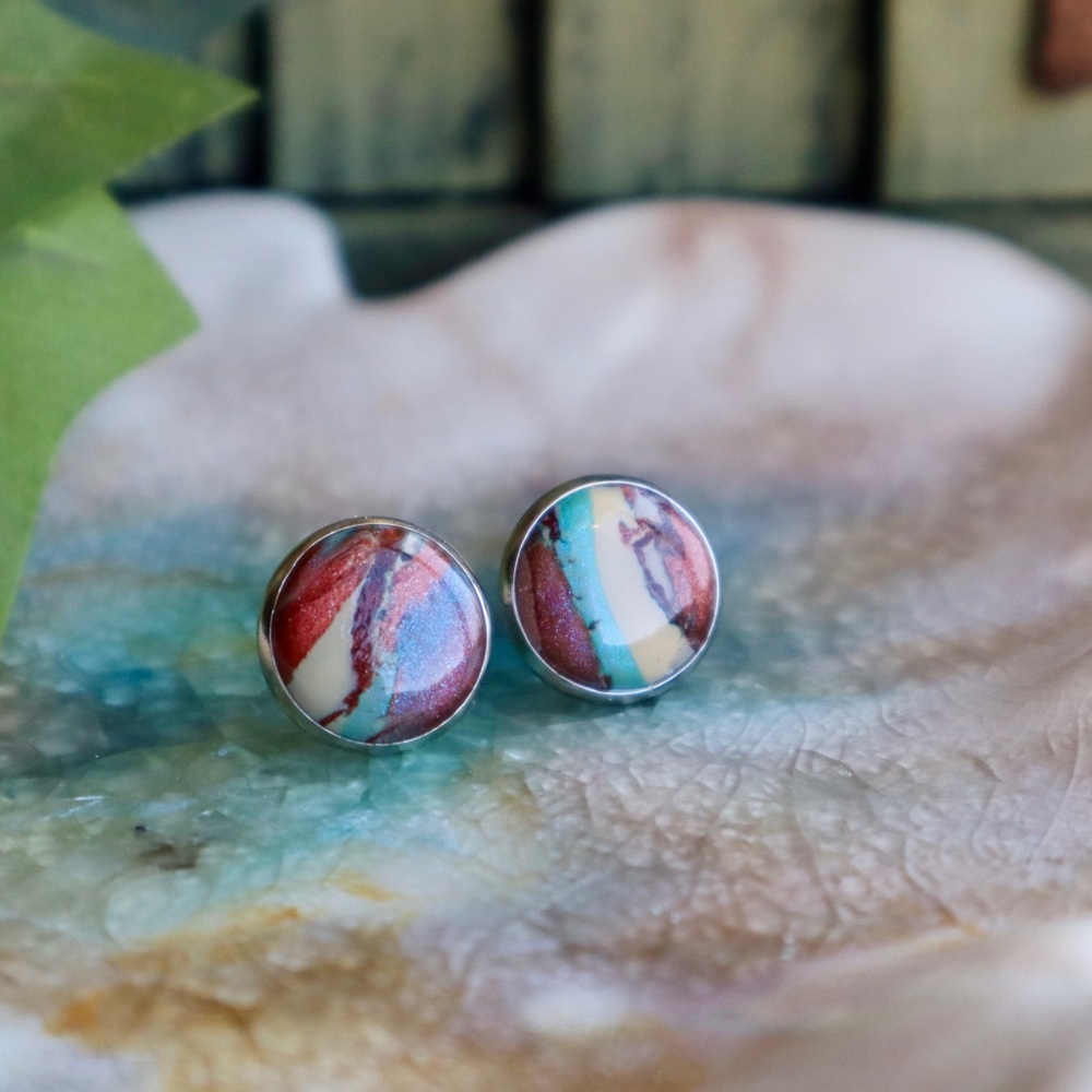 Handmade STUD Earrings Polymer Clay